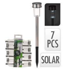 CONJUNTO 7 ESTACA SOLAR DE AÇO INOXIDÁVEL. 36,5CM