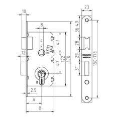 2501-245AN311.BRASS MORTISE LOCK. MCM