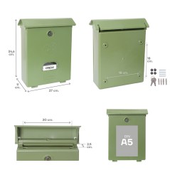 CAIXA DE CORREIO DE PLÁSTICO. MOD. CLÁSSICO. VERDE.
