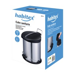 CAIXOTE DO LIXO A PEDAL ACETINADO DE AÇO INOXIDÁVEL / PP 5 L. HABITEX