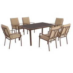 CONJ. MADEIRA TABLE STEEL/VIDR. 170X100 CM