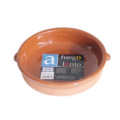 CAÇAROLA REDONDA DE FAIANÇA 2 PEGAS DE 25 CM.
