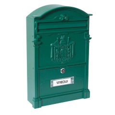 CAIXA DE CORREIO EM ALUMÍNIO RESID. 26x9xh42 CM. VERDE